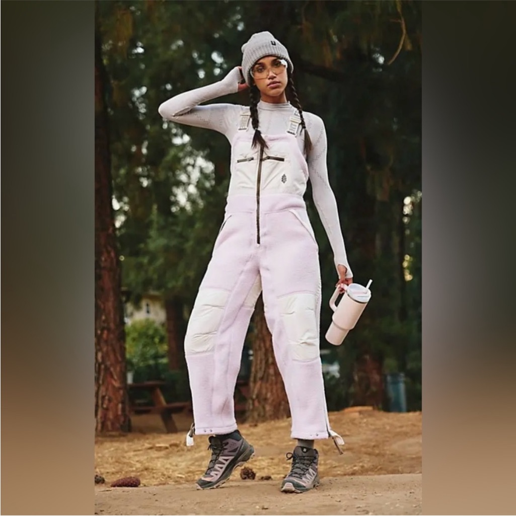 Nwot Free People Movement Hit The Slopes Overalls - Fleece Snow Bib Jumpsuit
